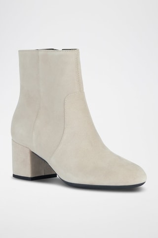 Bottines en cuir de chèvre nubuck Eleana - Ecru