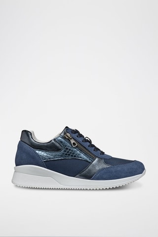 Baskets compensées en cuir Haleney - Bleu