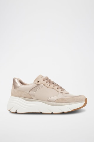 Baskets compensées en cuir Diamanta - Taupe