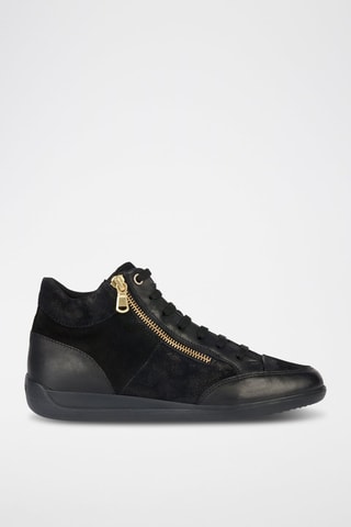 Baskets montantes en cuir nappa, nubuck et nubuck de chèvre Myria B  - Noir
