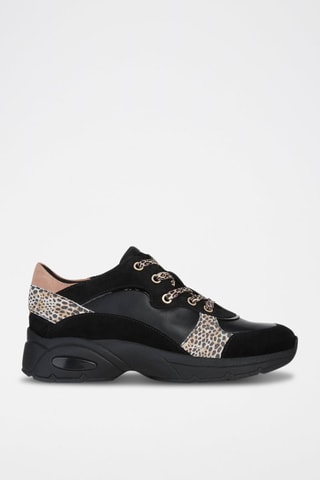 Baskets compensées en cuir nappa et nubuck Alhour A  - Noir