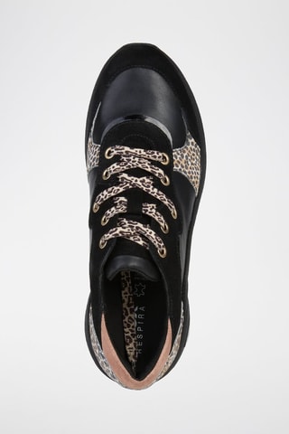 Baskets compensées en cuir nappa et nubuck Alhour A  - Noir