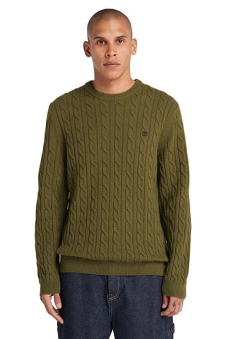 Pull en laine Cable - Vert olive