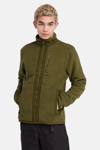 Veste polaire Mix Media Sherpa Vert olive