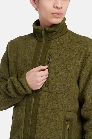 Veste polaire Mix Media Sherpa Vert olive