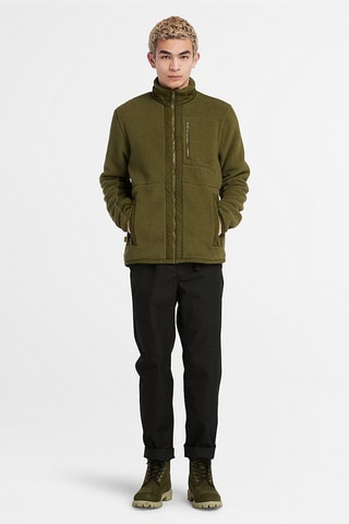 Veste polaire Mix Media Sherpa Vert olive