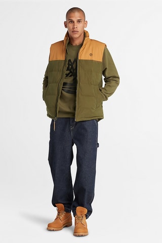 Doudoune sans manches Camel et vert olive