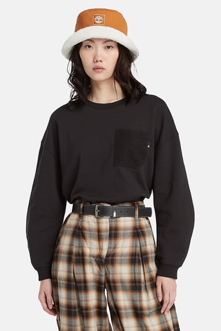 Sweat Mixed Textured Crew Noir
