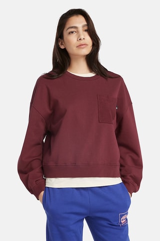 Sweat Mixed Textured Crew Bordeaux