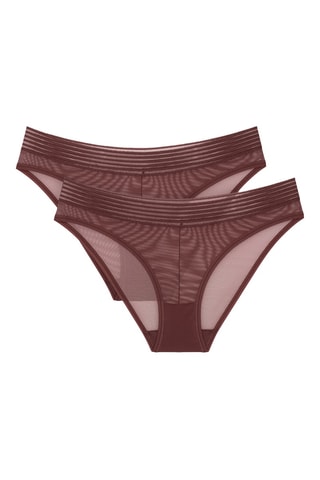 2 culottes Tempting Sheer Highleg Tai 2P - Marron