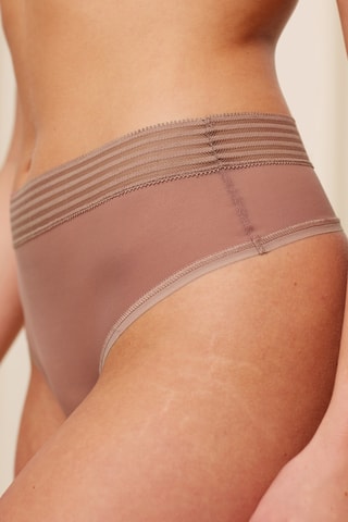 2 Strings met Hoge Taille Tempting Sheer Highwaist String 2P - Bruin