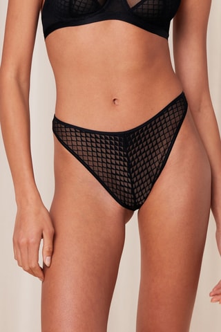 Culotte taille haute Mysterious Spotlight Highleg Brazilian (0004) - Noir