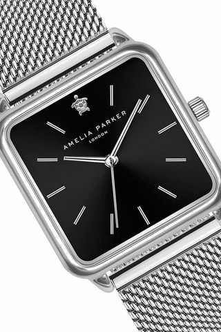 Coffret montre à quartz en acier et jonc - Zircons Night Voyage