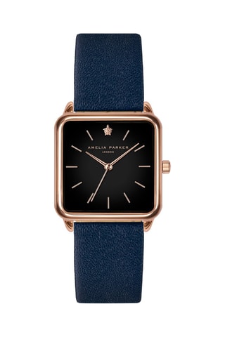 Montre à quartz en cuir Night Plaza - Bleu nuit et noir