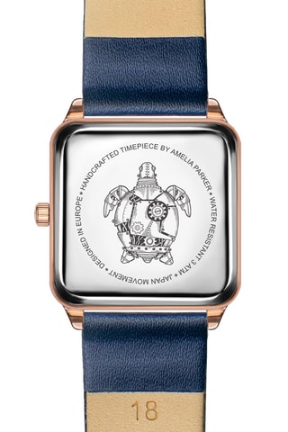 Montre à quartz en cuir Night Plaza - Bleu nuit et noir