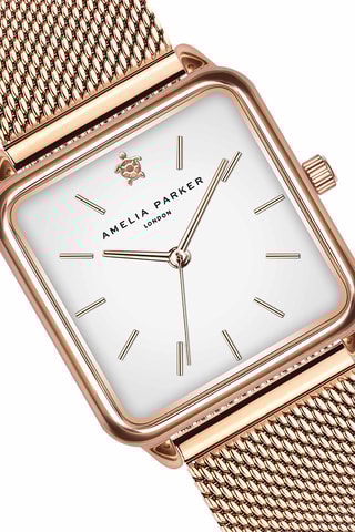 Coffret montre à quartz en acier et bracelet en zircons Bay