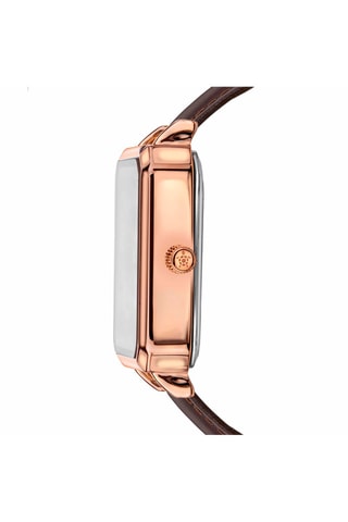 Montre à quartz en cuir Serenity - Marron et doré rose