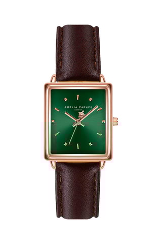 Montre à quartz en cuir Joyful Journey - Marron et doré rose