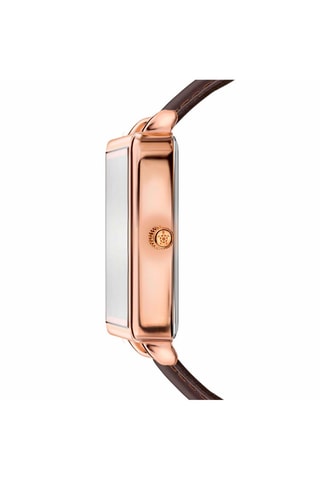 Montre à quartz en cuir Joyful Journey - Marron et doré rose