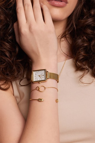 Montre à quartz en acier Desert - Doré