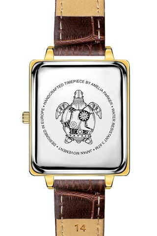 Montre à quartz en cuir Desert - Marron foncé et doré