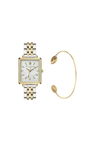 Coffret montre à quartz en acier et jonc Desert