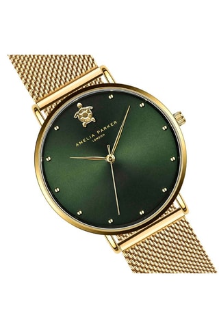 Montre à quartz en acier Fiji - Doré et vert