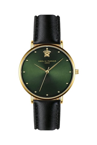 Montre à quartz en cuir Fiji - Noir et doré