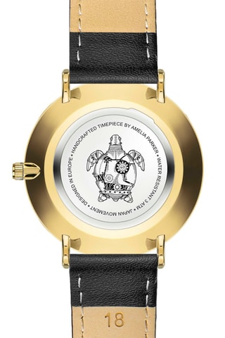 Montre à quartz en cuir Fiji - Noir et doré