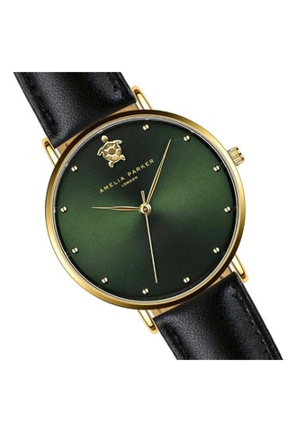 Montre à quartz en cuir Fiji - Noir et doré
