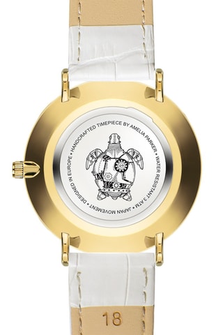 Montre à quartz en cuir et nacre