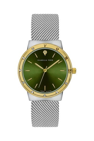 Montre à quartz en acier et diamant Olympe