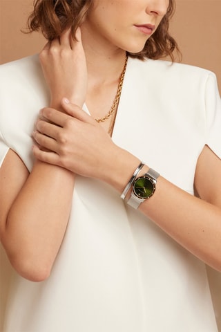 Montre à quartz en acier et diamant Olympe
