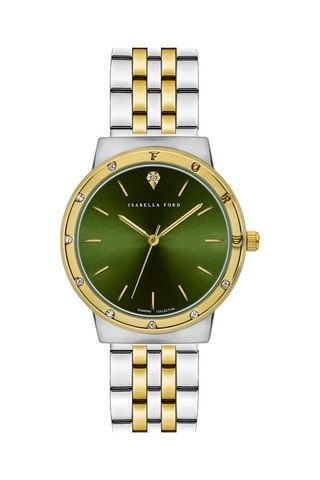 Montre à quartz en acier et diamants Olympe