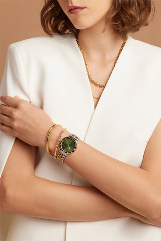 Montre à quartz en acier et diamants Olympe