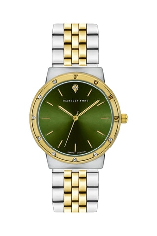 Montre à quartz en acier et diamants Olympe