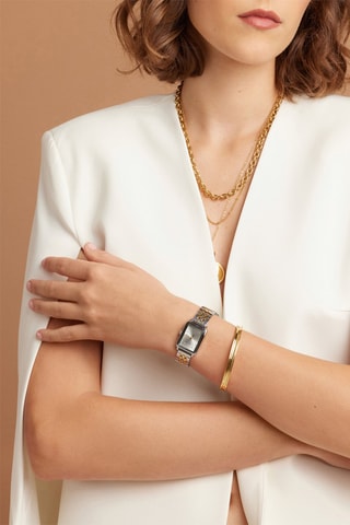 Montre à quartz en acier et diamant Isaure 