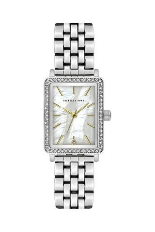 Montre à quartz en acier, nacre et diamant Agathe