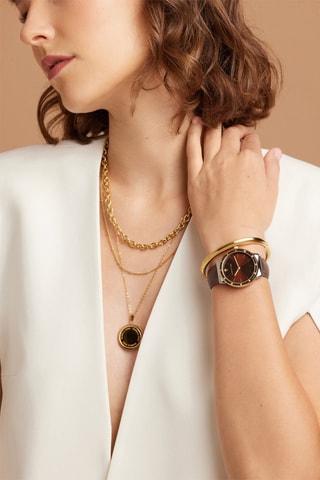 Montre à quartz en cuir et diamant Capucine