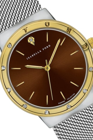 Montre à quartz en acier et diamants Capucine