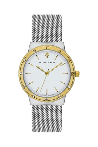 Montre à quartz en acier et diamants Heloise