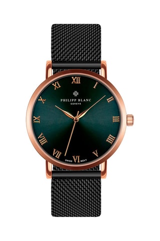 Montre à quartz en acier - Noir et doré rose