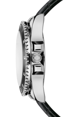 Montre à quartz en cuir - Noir et argenté