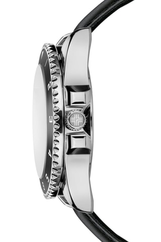 Montre à quartz en cuir - Noir et argenté