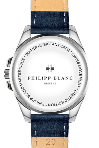 Montre à quartz en cuir - Bleu foncé et argenté