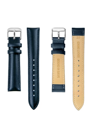 Montre à quartz en cuir - Bleu foncé et argenté