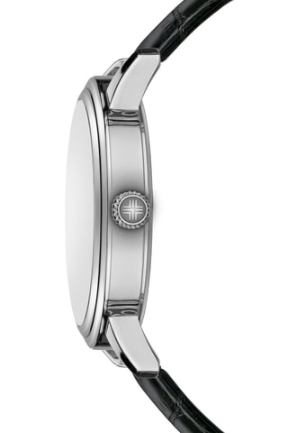 Montre à quartz en cuir - Noir et argenté