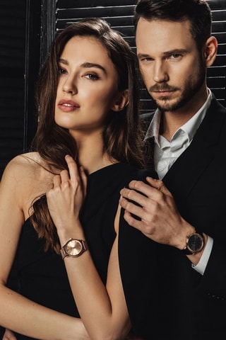 Montre à quartz en acier - Doré rose
