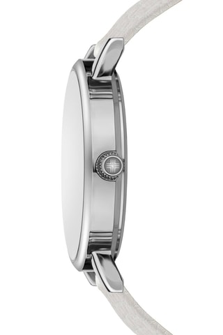 Montre à quartz en cuir - Blanc et argenté