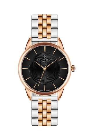 Montre à quartz en acier - Argenté et doré rose